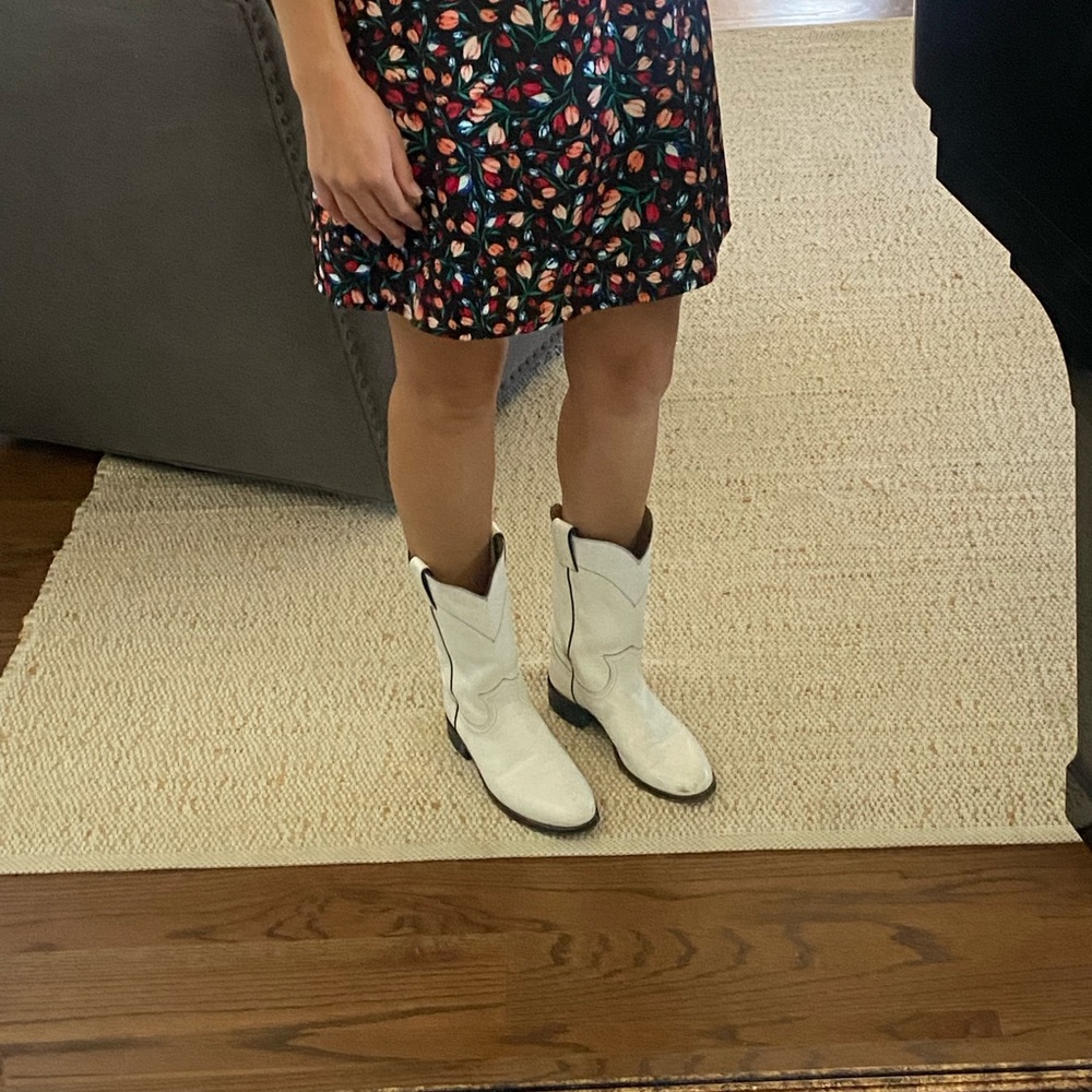 White leather cowboy boots